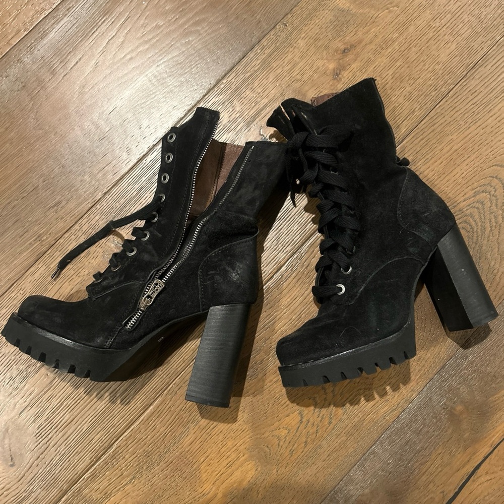 AS98 Nero Black Leather Boots EU 38 Genuine Leather Made In Italy Women's Shoes
